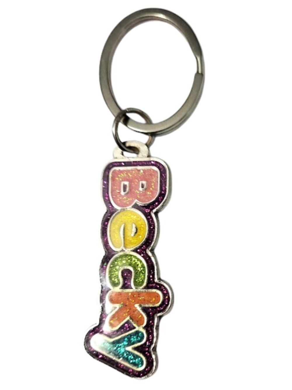 SWIBCO NW0T Colorful Galaxy Keychain Silver Metal Personalized Name BECKY